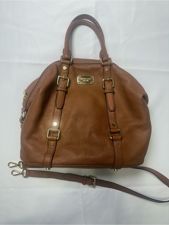 Michael Kors Handbags - Michael Kors Brown Pebbled Leather Bedford Satchel with Strap